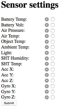 Sensor Readings Configuration